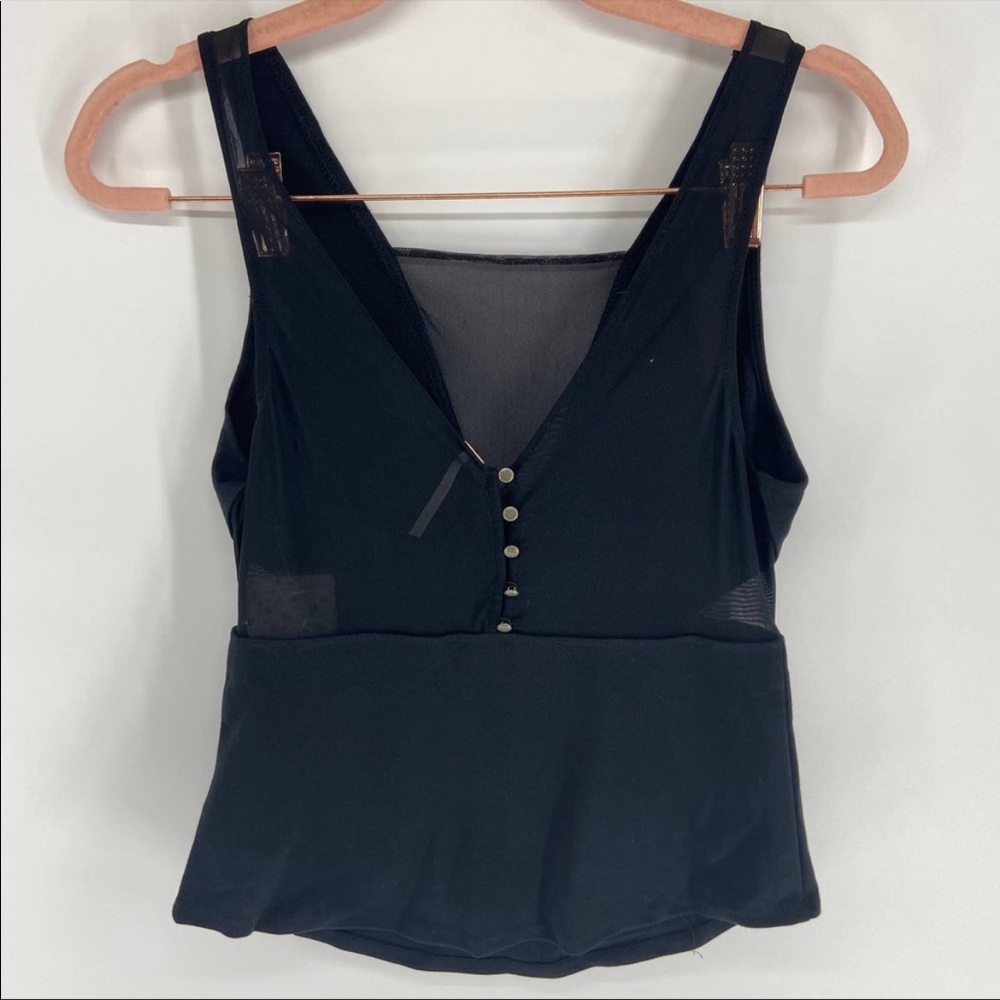 NWT!! Free People black v neck structured peplum tank blouse - Picture 4 of 7